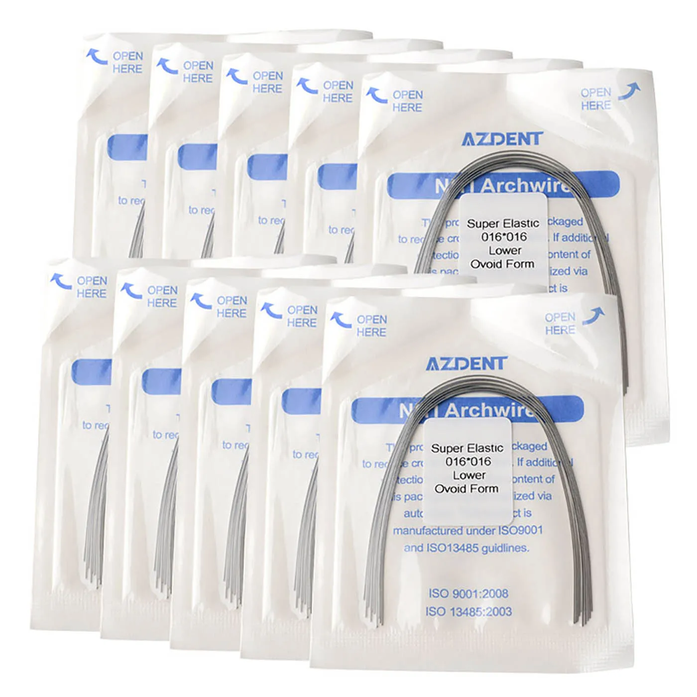 10 Packungen AZDENT Dental Kieferorthopädische NITI Runde rechteckige Bogendrähte Superelastische eiförmige Form 10 Stück pro Packung – Detail 17
