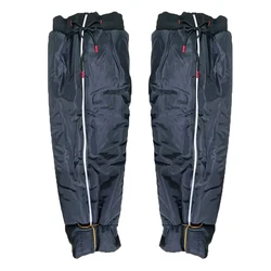 Thermal Fleece Lined Windproof Cycling Leg Warmers with Side Zipper and Reflective Elements - 75cm (Black)