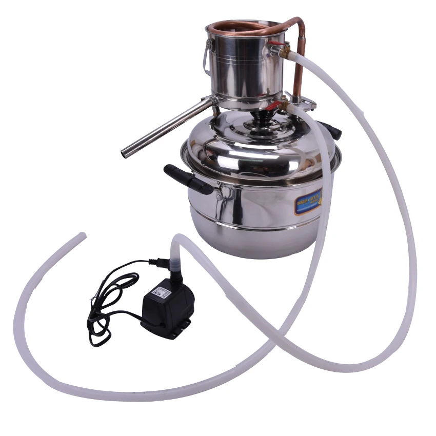 3 gas/10L Whisky Water Distiller Moonshine Still Stainless/Copper Tube Keg Wine DIY Household Distillation Boiler Kit
