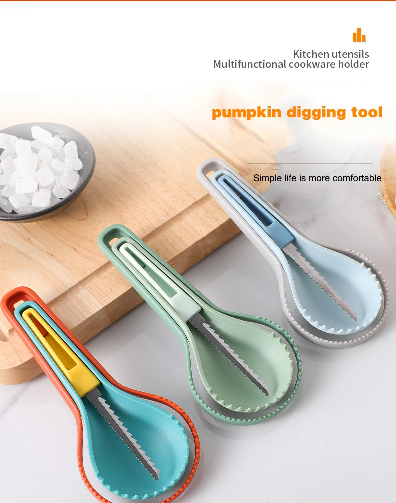 Description Picture 2 of itemHalloween Pumpkin Carver 3-in-1 Pumpkin Hollowing Tool Fruit Corer Vegetable Carving Engraving Tool