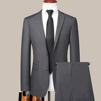 Suit Outdoor (Blazer+ Pants) Men's Fashion Business Gentleman's Business Suit Slim Outdoor Decoration Body Wedding Casual Suit