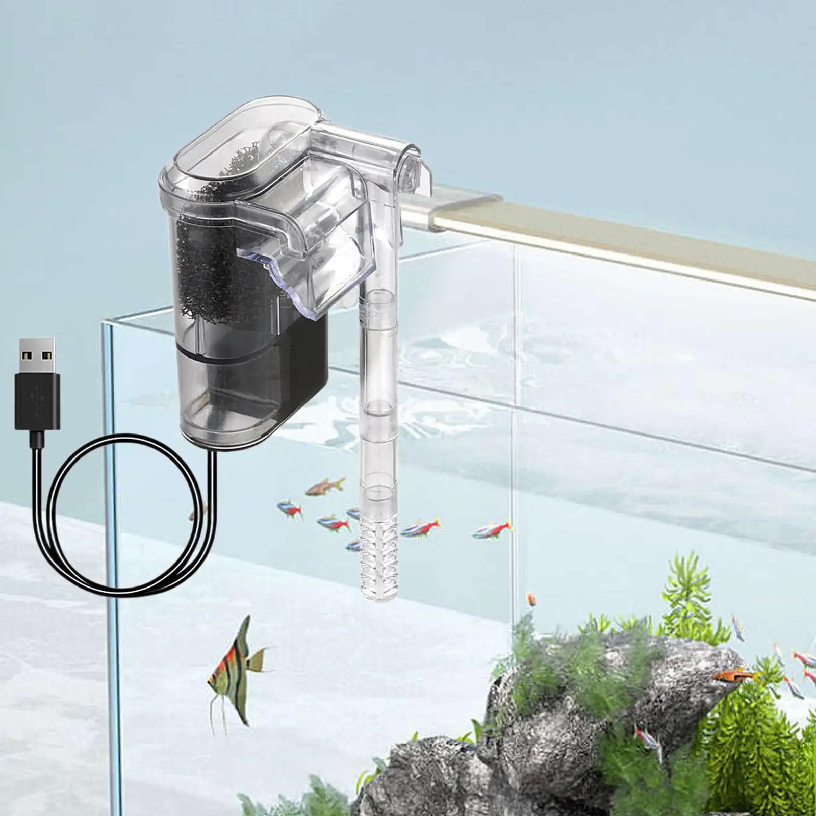 Aquarium Hang on Filter Power Waterfall for Freshwater Saltwater Tank Filter
