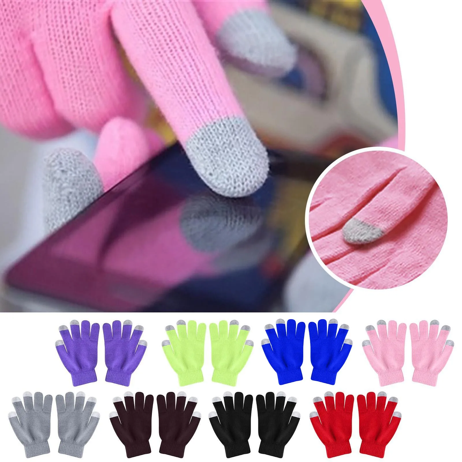 

Winter Touch Screen Gloves Texting Cap Smartphone Women Men Warm Stretch Knit Mittens Full Finger Female Soft Thicken Gloves