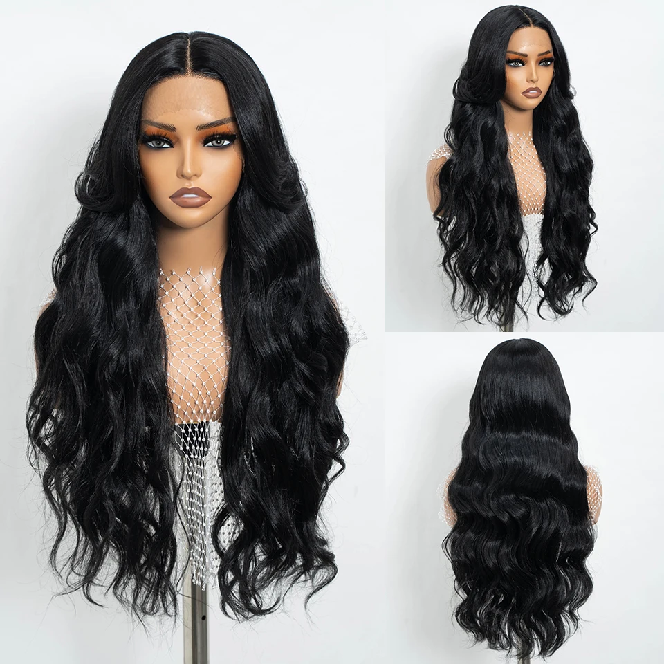 Synthetic Body Wave Lace Front Wigs For Women 28 inch Omber Blonde Black Lace Frontal Wigs Heat Resistant Fiber Cosplay Wig lace front wig synthetic hair wigs