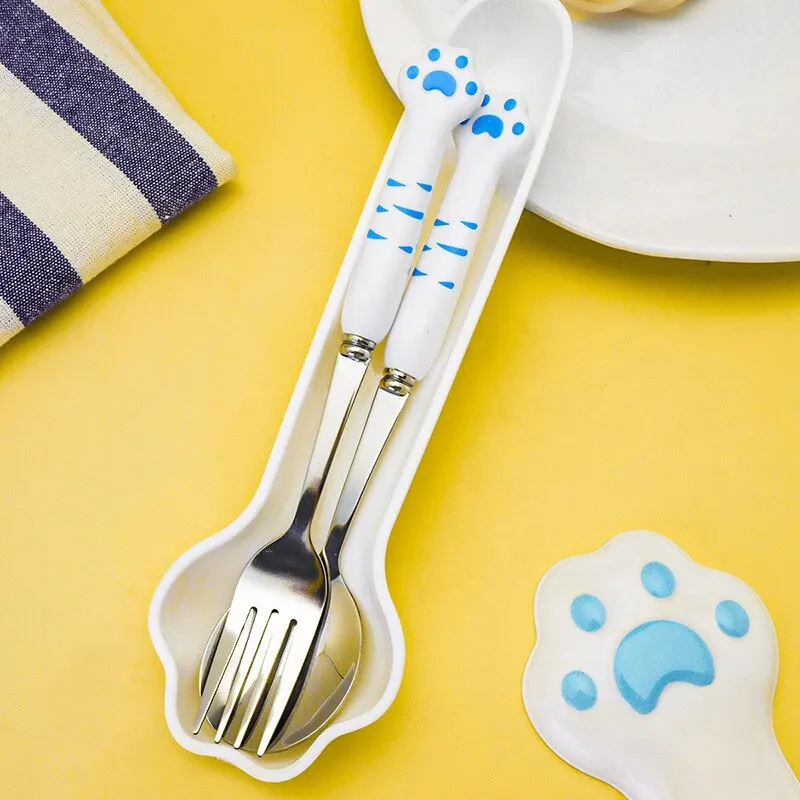 Stainless Steel Spoon and Fork Set with Storage Box for Adults Kids School cutlery set,western style cutlery set,picnic cutlery set,stainless steel cutlery set,picnic tableware,camping cutlery set,tableware storage box
