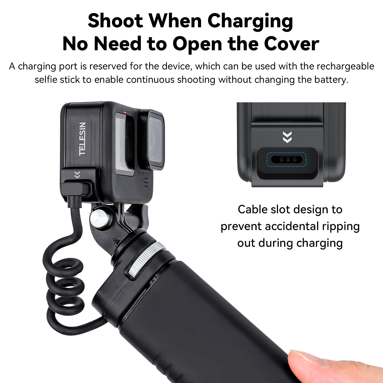 Coperchio Batteria Laterale Con Cinghia E Porta USB-C Per GoPro Hero 9/10/11 Black - Accessorio Di Ricambio Compatto