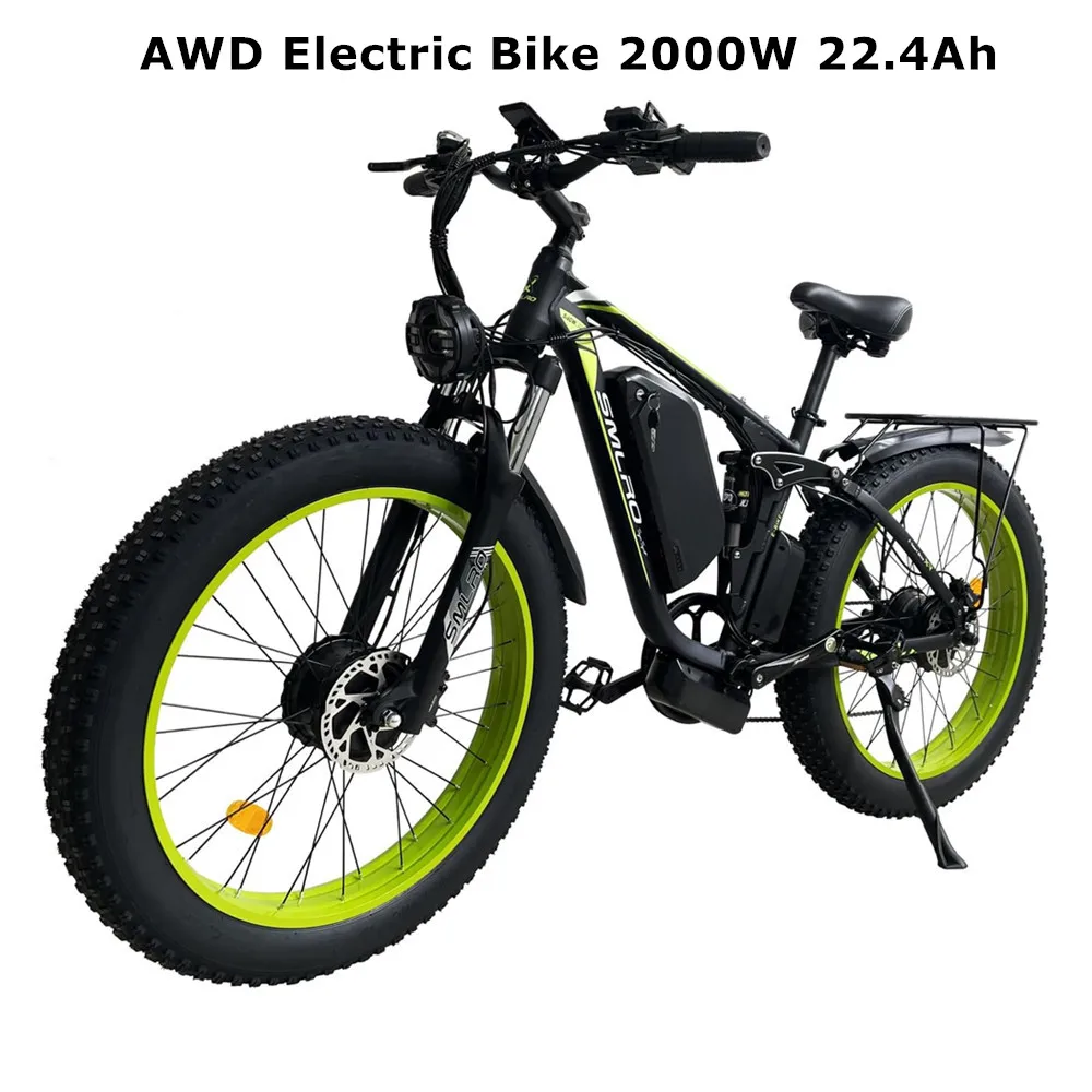 2000W Electric Bicycle Dual Motor Smlro V3 Pro 26inch 48V 35MPH 16Ah 22.4Ah Snow Mountain Bike Full Suspension Ebike For Adult