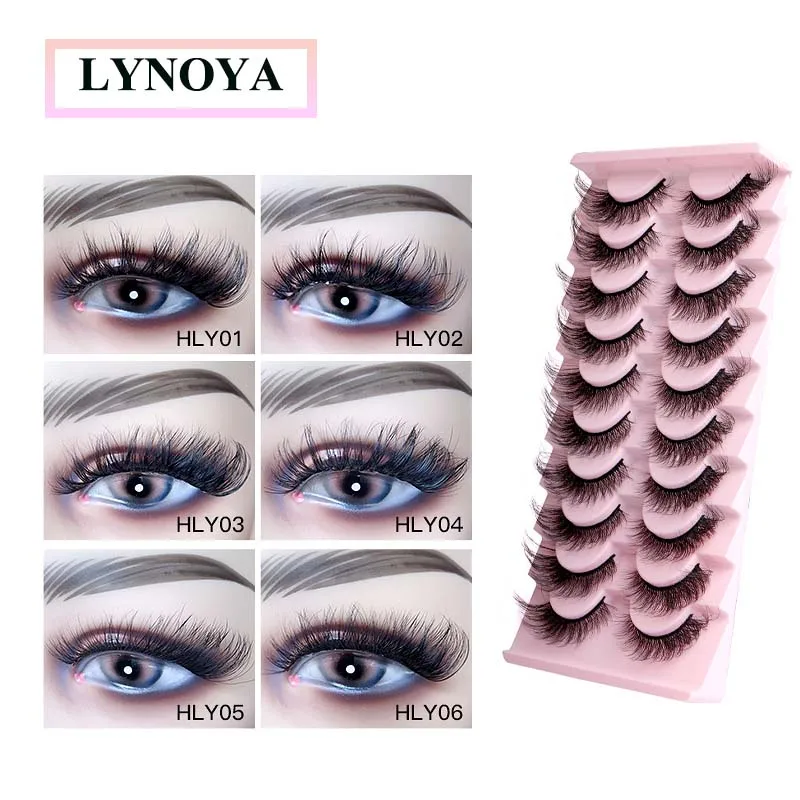 

10Pairs Fluffy False Eyelashes Natural Faux Mink Strip 3D Lashes Pack Makeup Mink lashes wholesale Individual lashes