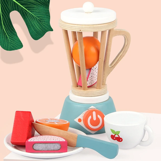 Smoothie Maker Blender Set Wooden Smoothie Machine Juicer Toy Play