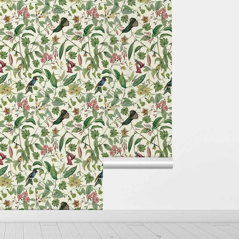 Vintage Green Leaf PVC Peel And Stick Wallpaper Chic Furniture Cabinet Sticker Home Decor Foliage Eye Protection Contact Paper