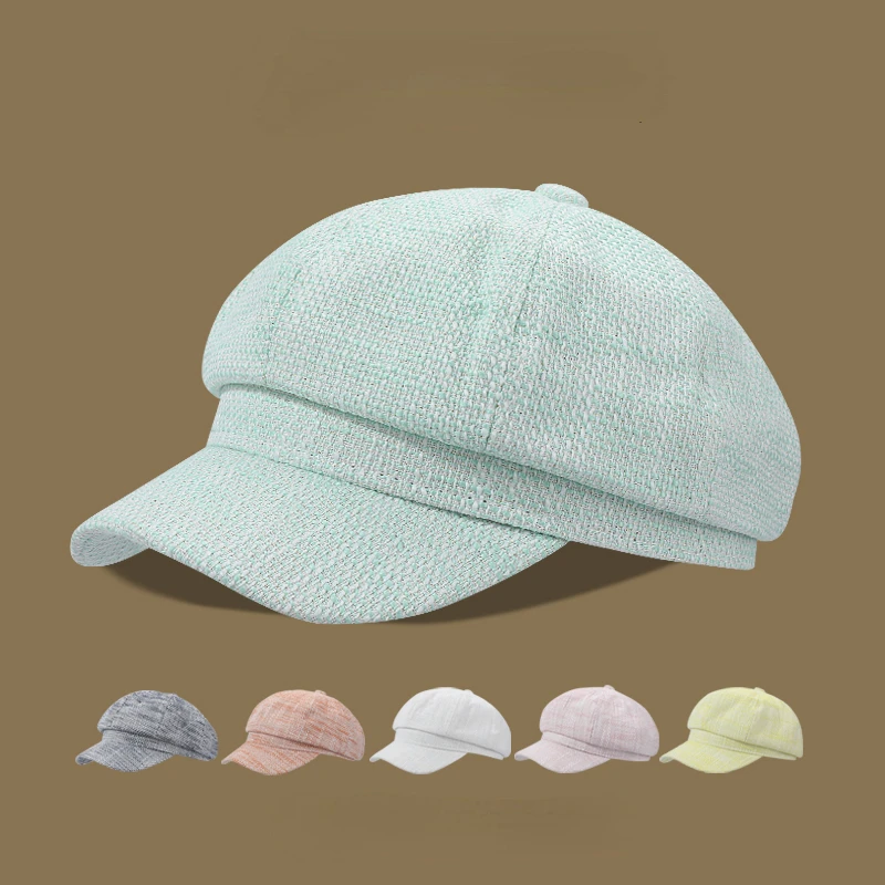 

Fresh and Versatile Octagonal Hat Spring and Summer Outing Women's Sunshade Hats Small Cotton Linen Thin Cap New Fashion Beret
