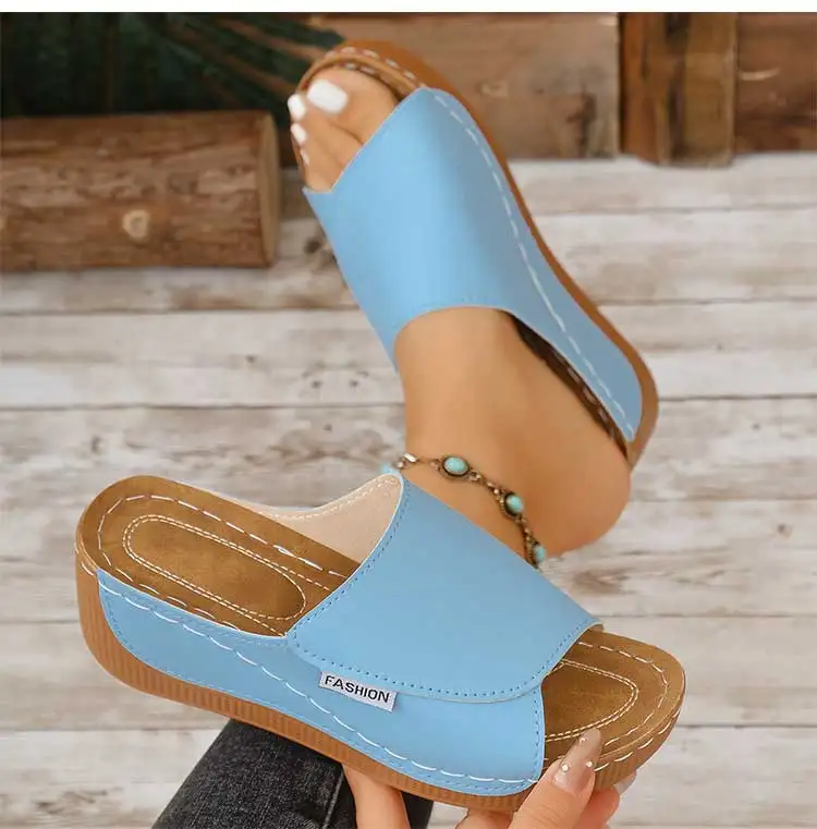 Damensandalen mit 5,5 cm Absatz für den Sommer, Damenschuhe, weiche Keilabsätze, Sandalias Mujer 2026, neue Schuhe, Sommerpantoffeln – Detail 32