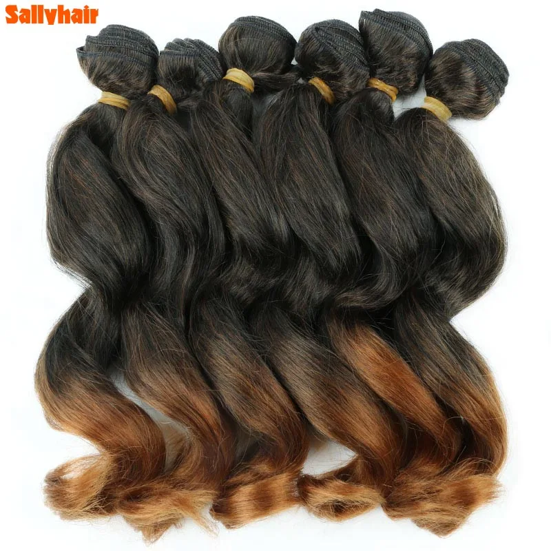 

Deep Wavy Weave Bundles Synthetic Hair Extensions Afro Kinky Curly 6Ps/Lot 14/18 Inch Ombre Brown Wavy Hair Bundles For Women