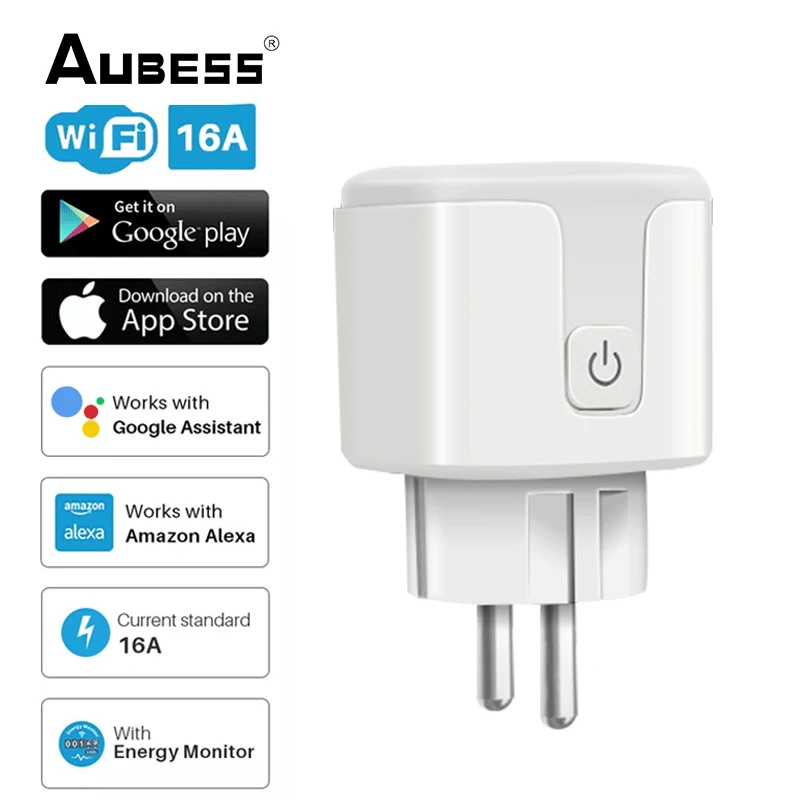 WiFi / Zigbee Socket Tuya EU Smart Plug 16A / 20A Power Monitor SmartLife Voice Remote Control Work With Alexa Google Home Alice