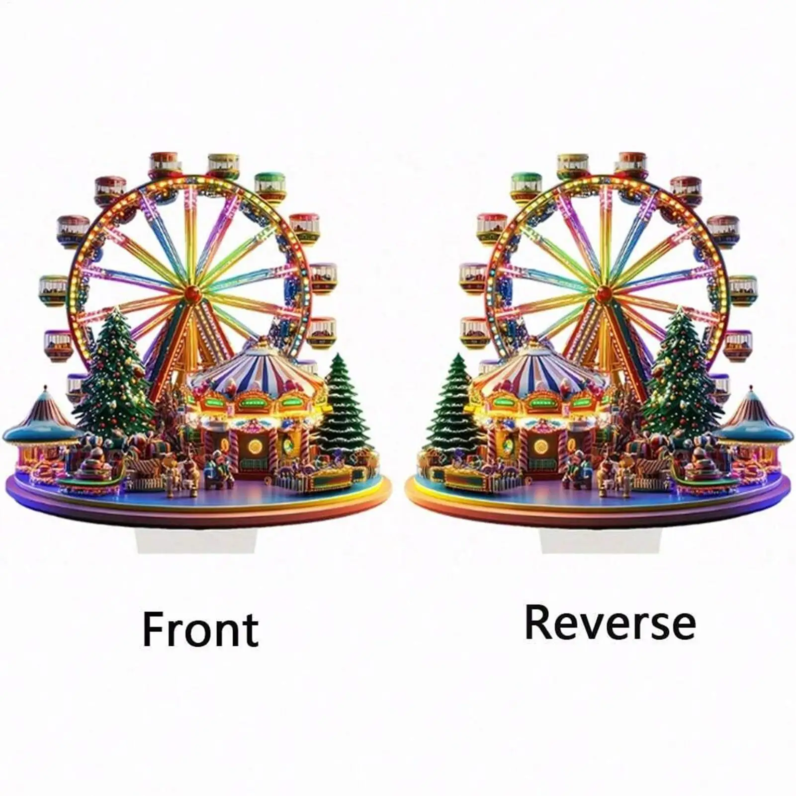 Christmas Ferris Wheel Ornament Acrylic Ferris Wheel Display Board 2D Ferris Wheel Shelf Ornaments Desktop Ferris Wheel Decor