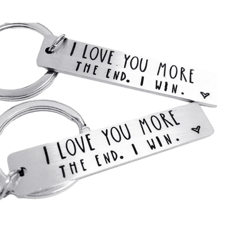 Lettering Keychain Charm, I lOVE More The End Keychain Couple Keyring Charm