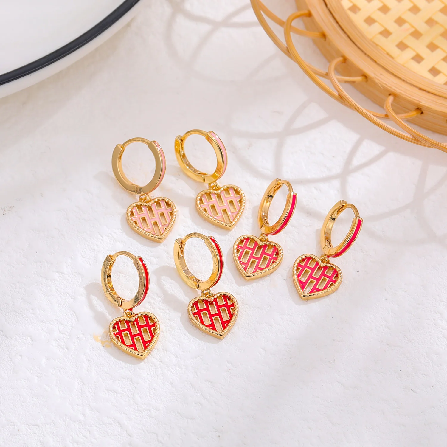 Drop Earrings Sweet Love Heart Drop Earrings for Women Girls Round Circle Korean Fashion Statement Wedding Jewelry