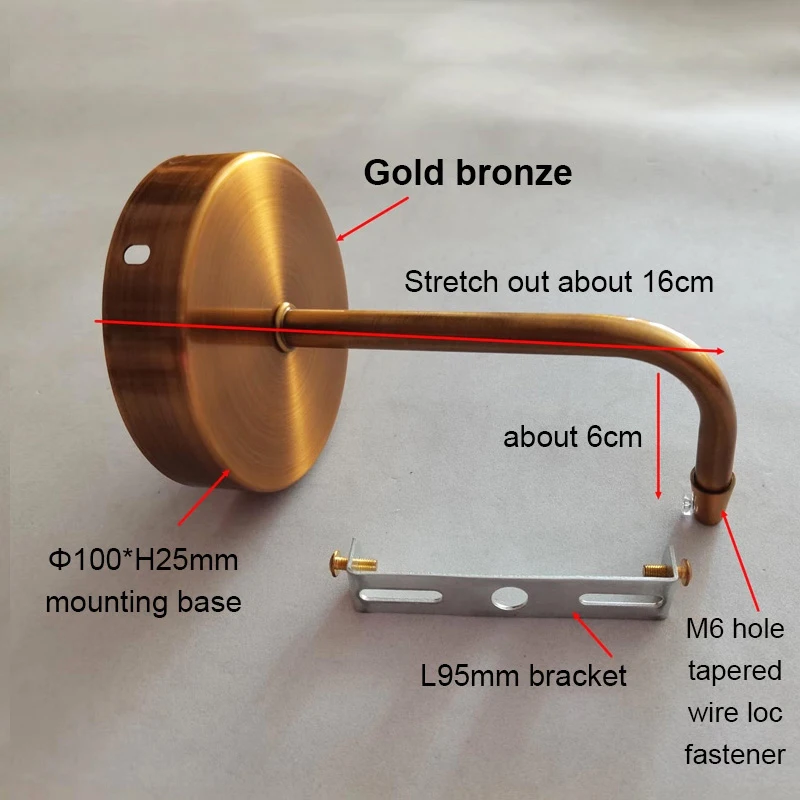 Round Mounting Base With Elbows White/Black/Brass/Gold-bronze DIY Wall Lamp Bend Steering Connection Tube Lighting Accessories