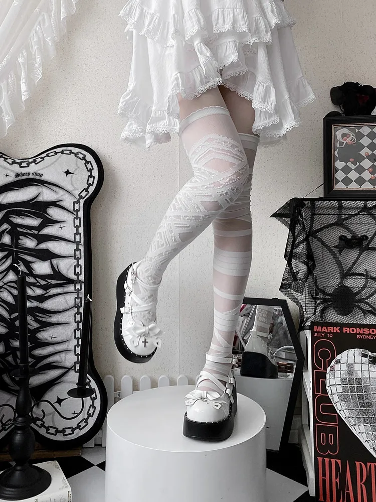 Original Design Lolita Shoes Student Sweet Cool Hot Girl Punk Thick Bottom Y2K Subculture Cross Leather Pump High Heels