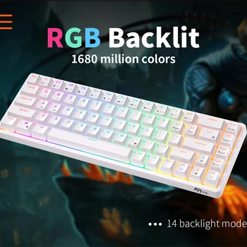 RK Royal Kludge RK837 Mechancial Keyboard 68 Keys 65% Compact 2.4G Wireless Bluetooth Gamer Keyboard RGB Backlight Hot Swappable 2