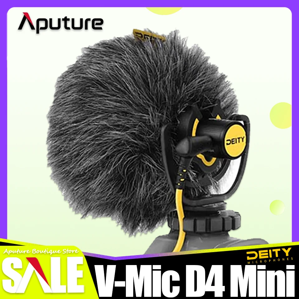 Aputure Deity V-Mic D4 Mini Microphone 20-20KHz Frequency Response Stereo Output 3.5mm TRS Cable for Cameras Mobile Devices