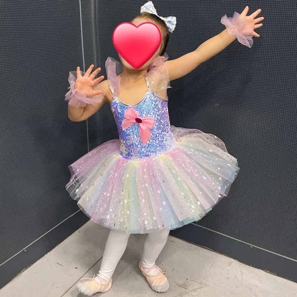 فستان رقص يوم الأطفال فتاة الباليه هدية عيد ميلاد الترتر الباليه الاطفال ملابس فساتين الأميرة الصيفية الفتيات الزي