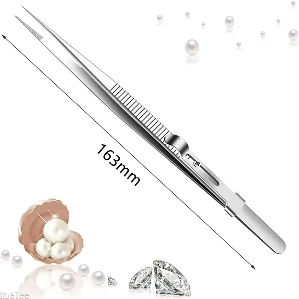 Stainless Steel Slide Locking Tweezer Anti-Static Precision Tweezer for Electronics Component Soldering Watch Repair Build Model precision tweezers esd anti static tweezers soldering tweezers phone repair tweezers