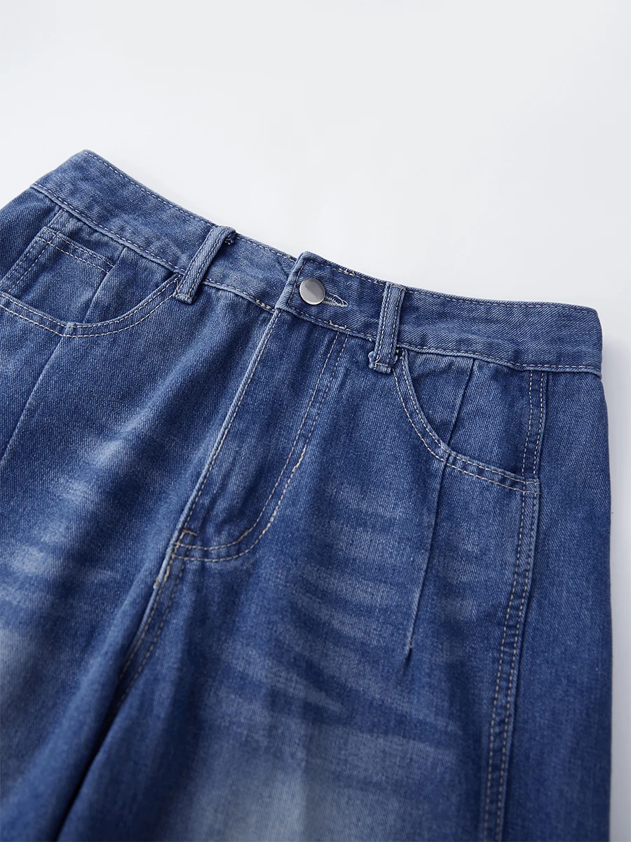 Women s High Waisted Wide Leg Denim Pants Vintage Loose Fit Jeans with Pockets Fashionable Streetwear for Everyday Wear