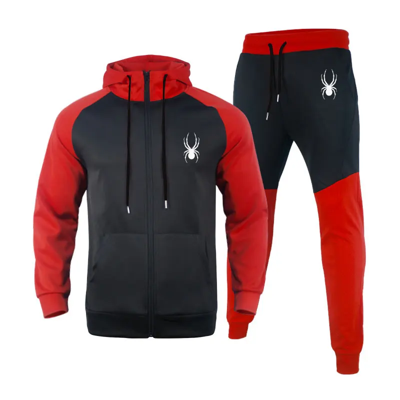 Spring Fal Men's Sportswear Simple Casual Style Hooded Zipper Jacket And Trousers Tracksuit Slim Fit Men's Wear Free Shipping