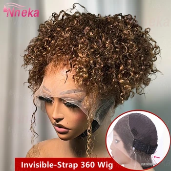 Curly 360 Full Lace Glueless Wig Human Hair Invisible Drawstring 13x6 Hd Lace P4/27 Highlight Deep Wave Frontal Wigs For Women 1