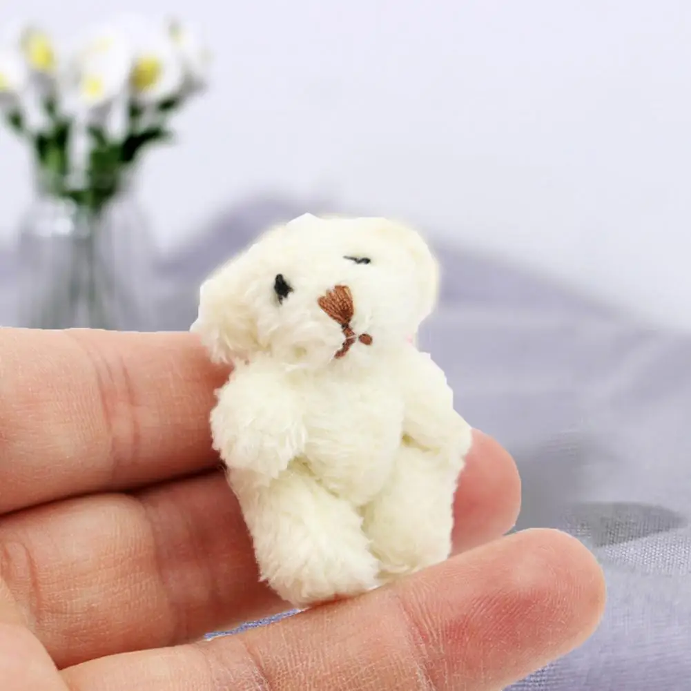 Set Di 2 Mini Bambole Coniglio E Orso In Tessuto, Accessori In Miniatura Scala 1:12 Per Casa Delle Bambole