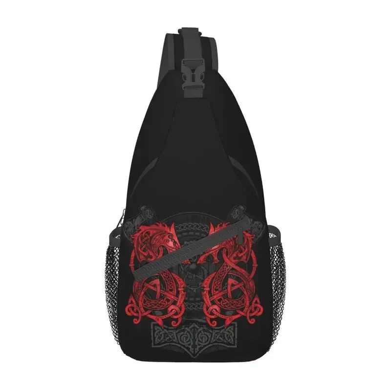 

Fighting Fenrir Sling Crossbody Chest Bag Men Fashion Viking Nordic Monster Shoulder Backpack for Camping Biking