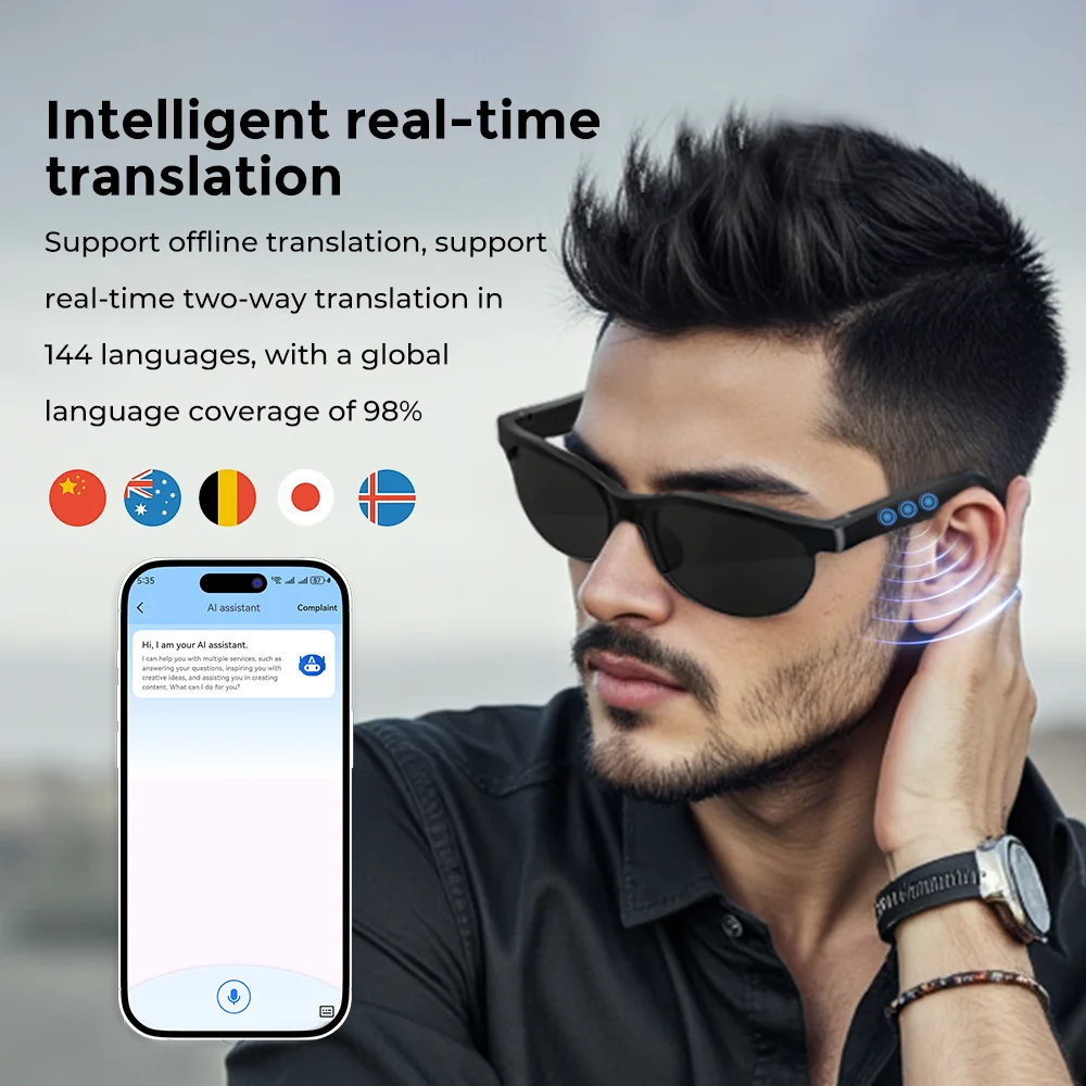Wireless Bluetooth Translator Headset Sunglasses