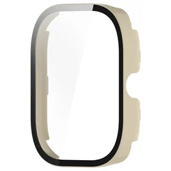 Premium Tempered Glass and PC Smartwatch Screen Protector Bumper Cover - High-Quality Accessories for Redmi Watch 4 (Beige)