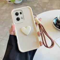 Deluxe Phone Case Set with Lanyard and Stand (3 Pieces) - OPPO Reno14 F (WHITE)