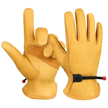 1 pair Men Work Gloves Soft Cowhide Welding Security Protection Safety Workers Mechanic Driver Hunting Driving Farm Garden Glove 1