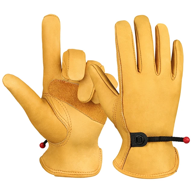1 pair Men Work Gloves Soft Cowhide Welding Security Protection Safety Workers Mechanic Driver Hunting Driving Farm Garden Glove 1