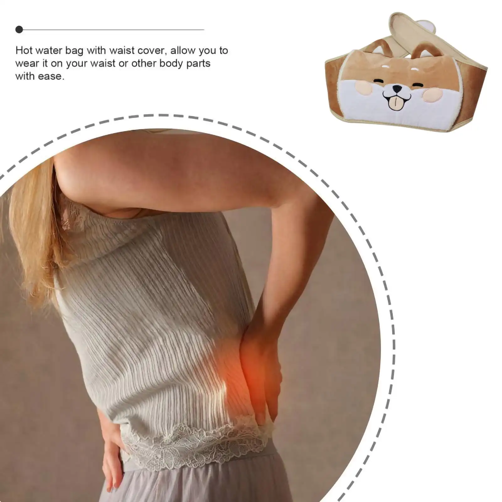 Hot Water Bottle Cartoon Hot Water Bottle with Waist Cover Wrap Around Warm Water Bag Belt Hand Warmer Pocket for Menstrual Cramps Pain Relief