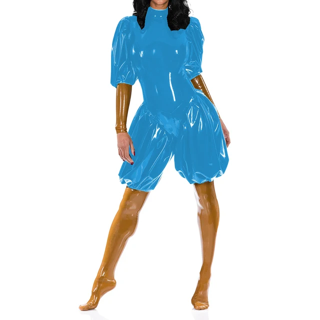 Shiny PVC Puff Sleeve Bodysuit 4