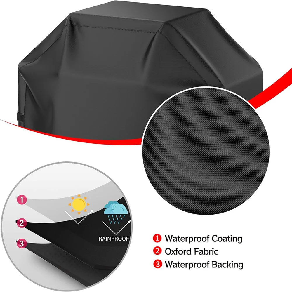 58 inch BBQ Gas Grill Cover for Outdoor Grill, Waterproof, Rip-Proof with Hook-and-Loop Straps & Adjustable Hem Drawstring