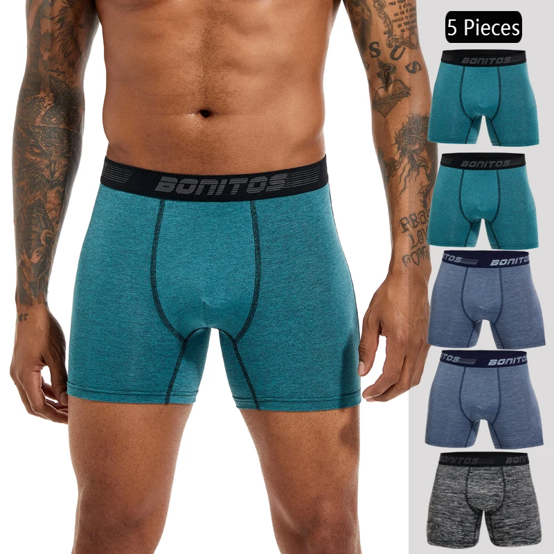 5 uds ropa interior para hombre de talla grande calzoncillos Boxer de Color sólido calzoncillos con cintura elástica Boxers bragas para hombre pantalones cortos