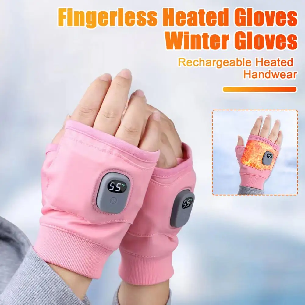 Battery-powered Fingerless Gloves Winter Gloves Adjustable Rechargeable Electric Riding for Fast Sustained Warmth