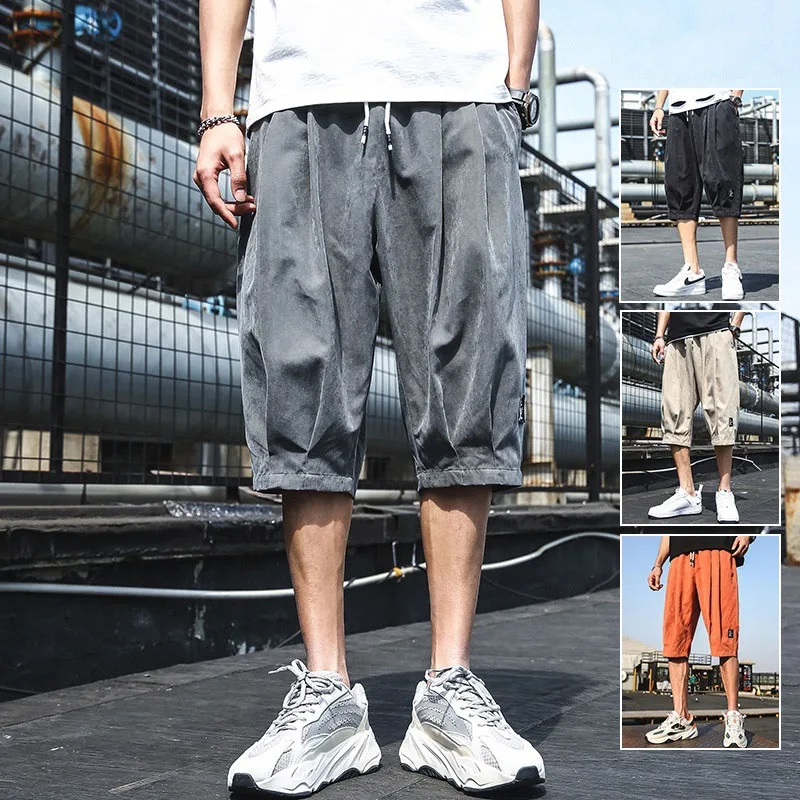 

Plus Size Summer Harem Pants Men Short Joggers Chinese Style Calf-Length Casual Baggy Pants Male Capris Trousers 8XL