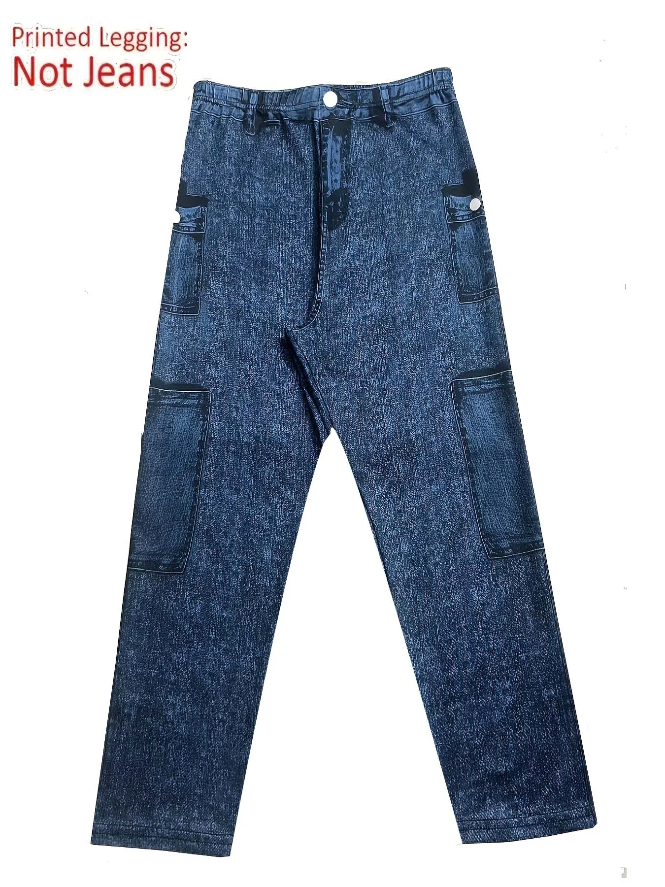 【Non-Denim】Women's Faux Denim Print Leggings, Sports Casual Skinny Pants, Thin Soft Skin-Friendly Yoga Pants, All-Season Long Pa 6