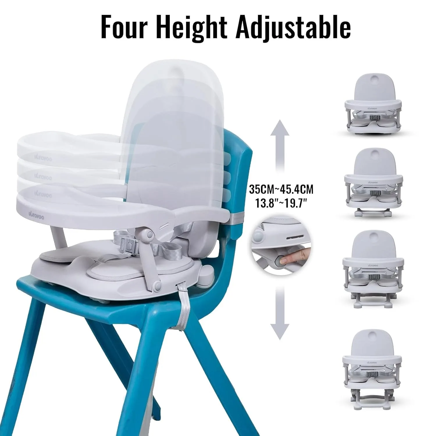Portable 3-in-1 Foldable Baby Booster Seat with Removable Tray