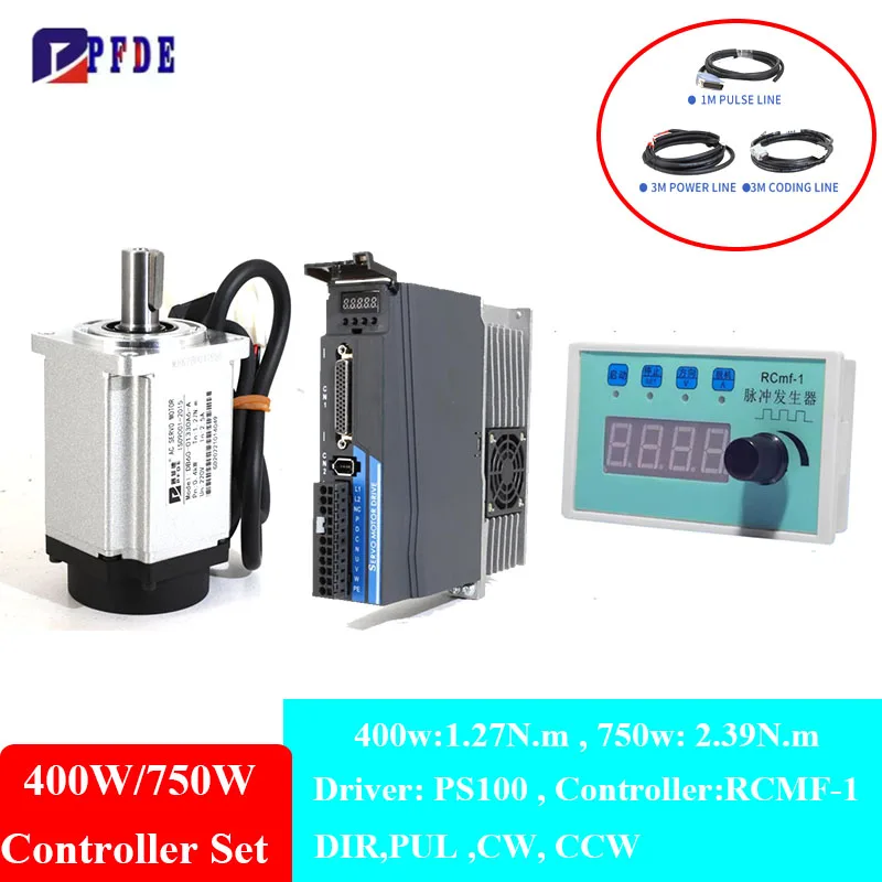 17 Bit Magnetic Encoder 400w 750w Servo Motor & PS100 Driver + Pulse ...