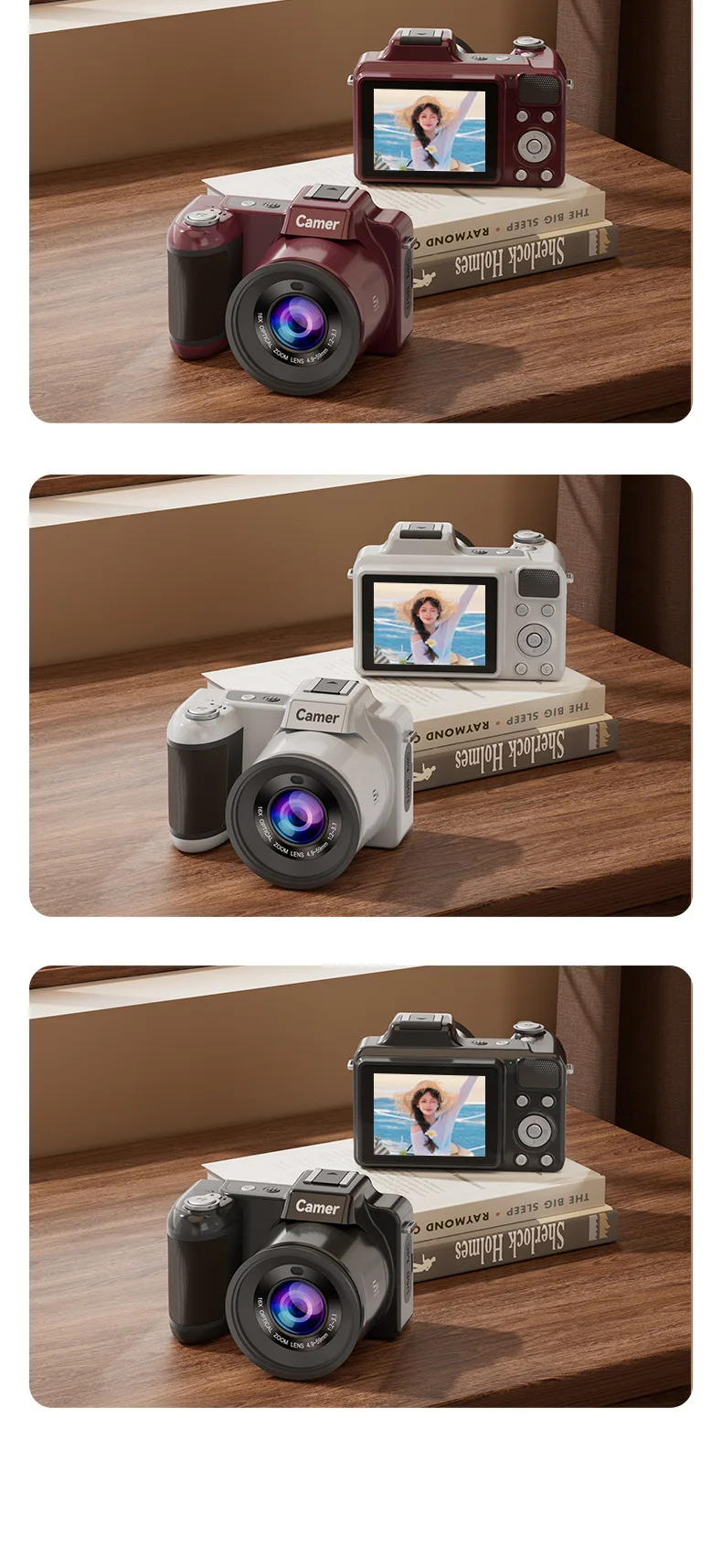 Camer 5K HD DSLR Digital Camera 64MP CCD With 16X Optical Zoom Lens AF Auto Focus Portable Video Recorder For Students Beginners