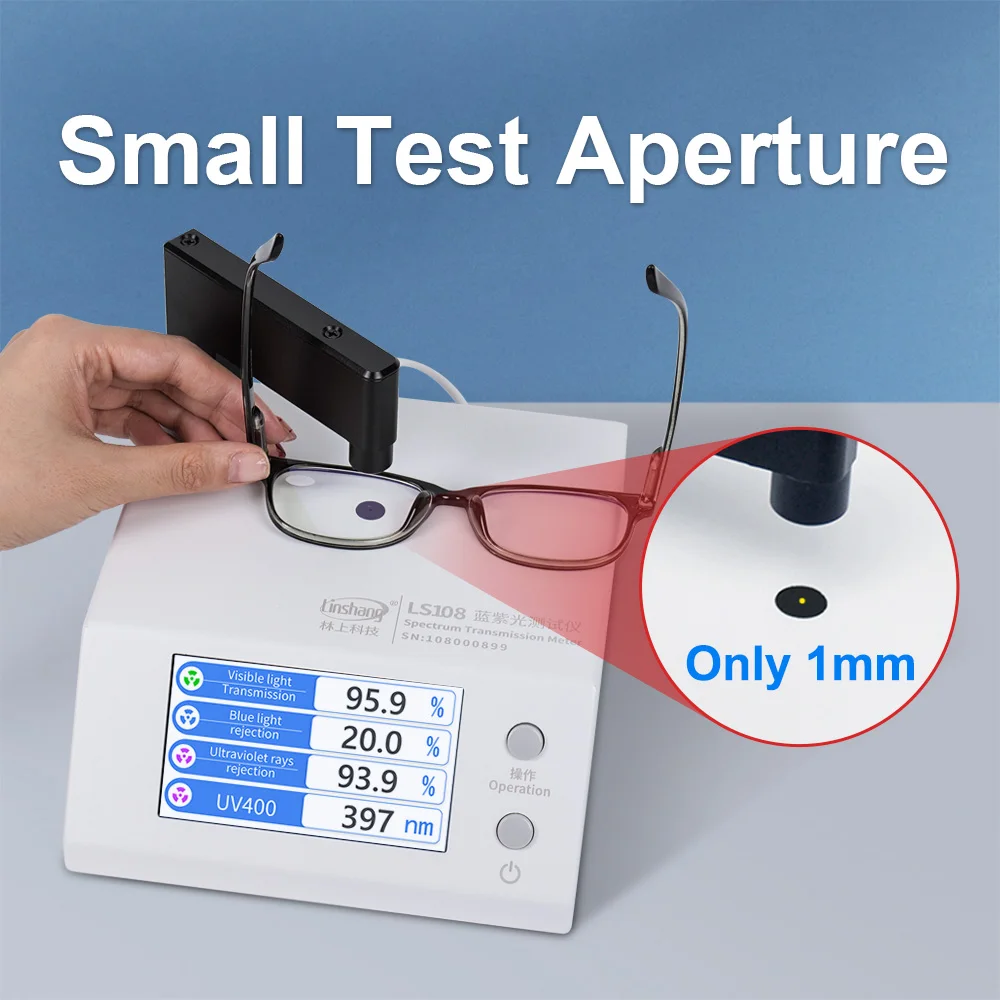 Light Transmission Meter UV400 Lens Tester Digital Anti UV Blue Light Tester Multi Function for Eyeglasses Sunglasses LS108