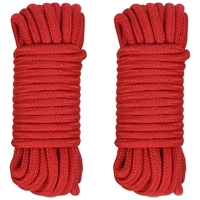 2 Pcs Red Cotton Rope, 8mm Multi Strong Soft Tying Cord for Camping  Gardening Boating Crafting, 10M/33Ft - AliExpress