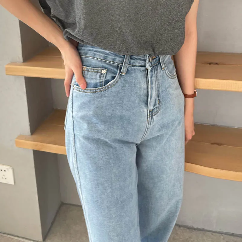 jeans women JMPRS Patchwork Women Streetwear Jeans Fashion Blue Summer Loose High Waist Straight Thin Denim Pants High Street Stacked Jeans cargo pants for women